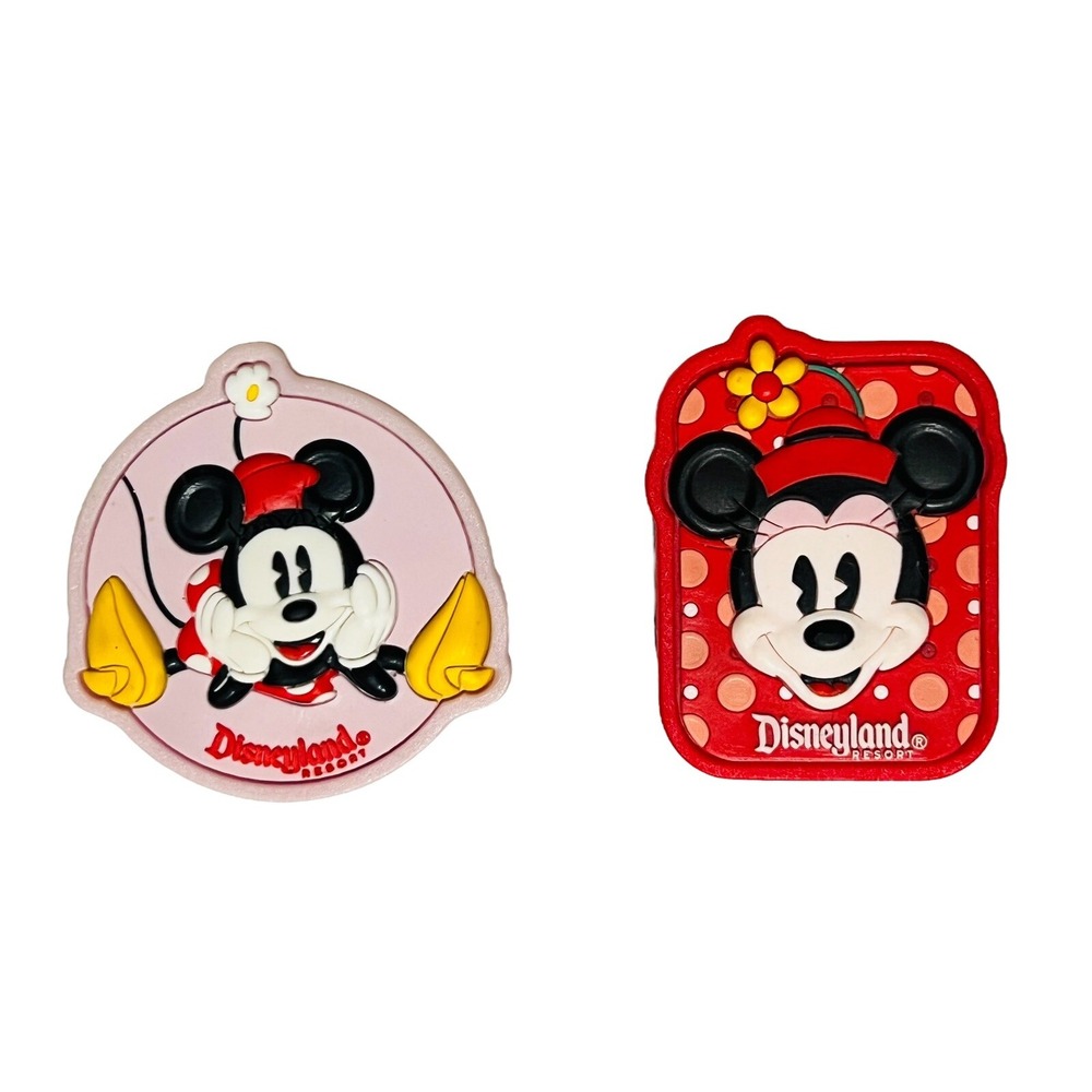 Walt Disney World Minnie Mouse Clip Magnets - Lot of 2 Soft Rubber Front 3D